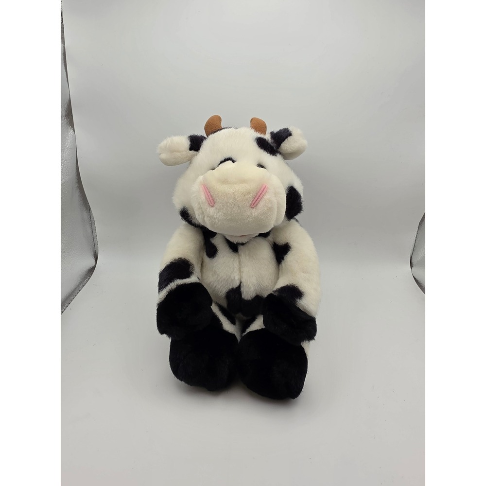 Vintage 1995 Soft Classics Toys R Us Cow Plush Black White Spotted 10 Inch